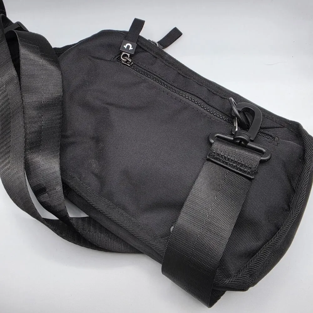 True Religion Jeans Black Sling Bag Crossbody Chest Pack Buddha Logo Travel 9x6